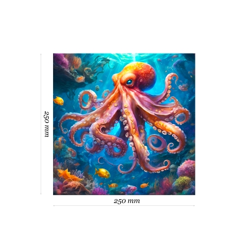 Puzzle Drewniane 25 x 25 cm Ośmiornica 155 Elementów Układanka Drewniana